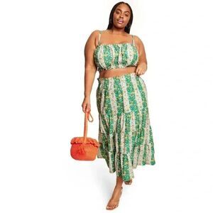 Women's Green Rhode x Target Green Floral Maxi Skirt Size XL